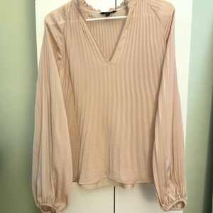 Balloon Sleeve Satin-Like Blouse